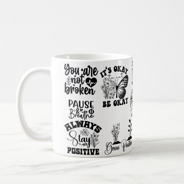 Caneca De Café Mental Health Self Care Positive Affirmations Mind (Esquerda)