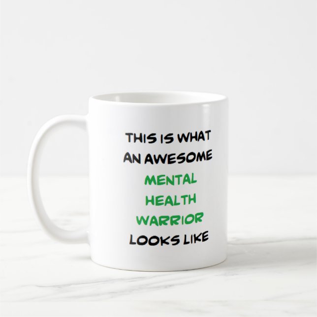 Caneca De Café mental health warrior, awesome (Esquerda)
