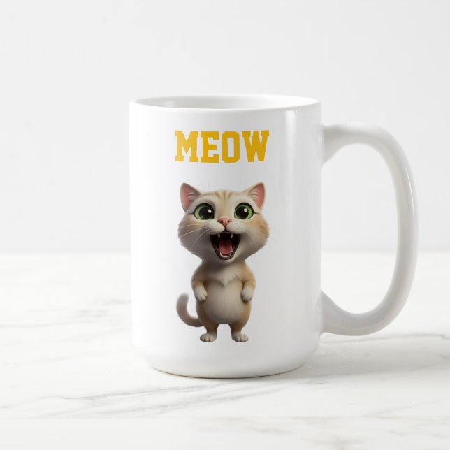 Caneca De Café Meow Cute Cat Mug (Direita)