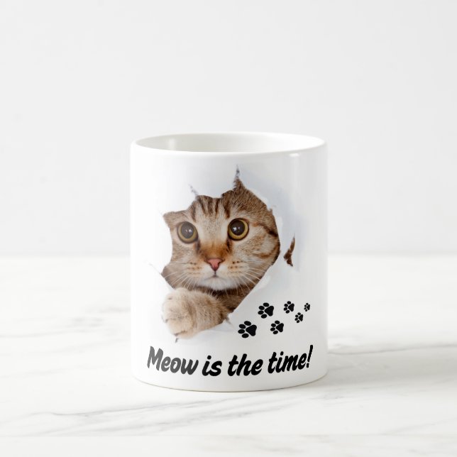 Caneca De Café Meow É a Hora – Gato Fofo  (Centro)