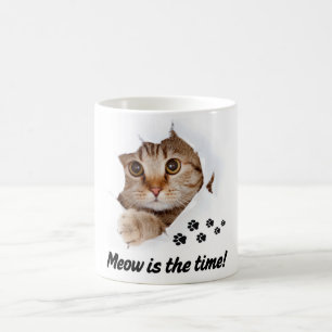 Caneca De Café Meow é o tempo - gato bonito