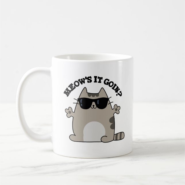 Caneca De Café Meow está ficando Engraçado Gato Pun (Esquerda)