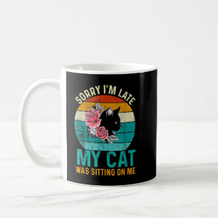 Caneca De Café Meow Kitty Shirt Desculpe Estou Atrasado Meu Gato