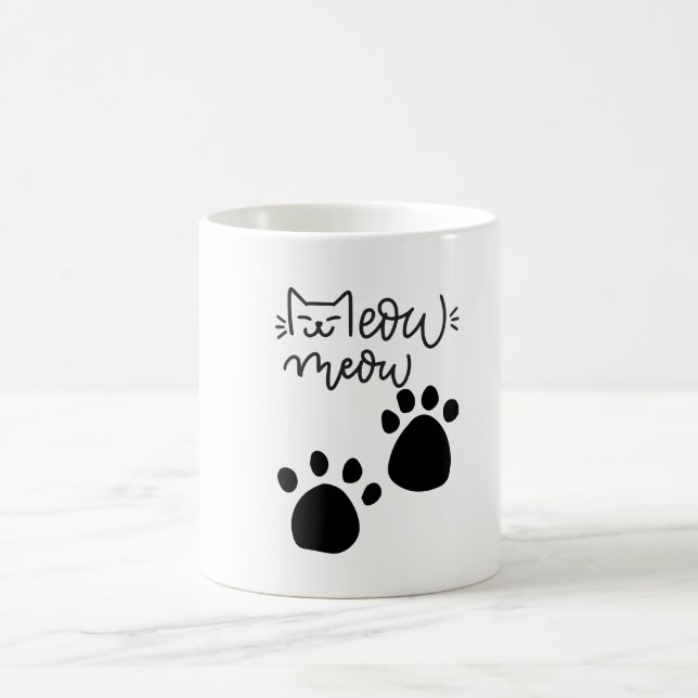 Caneca De Café MEOW MEOW CAT LOVERS DESIGN #CatLady #FelineFashio (Centro)