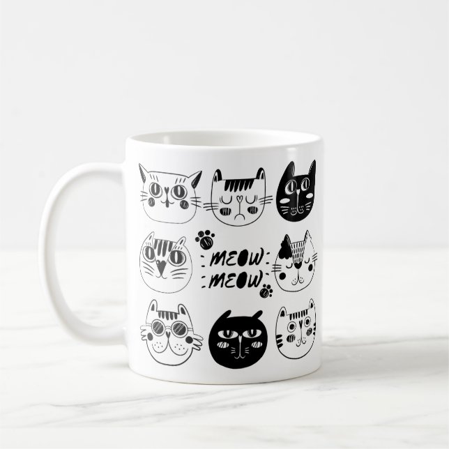 Caneca De Café Meow, Meow  Mug - Purrfect Gift for a Cat Lover (Esquerda)