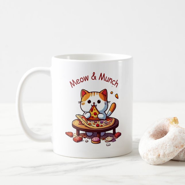 Caneca De Café Meow & Munch Pizza Cat Mug (Com Donut)