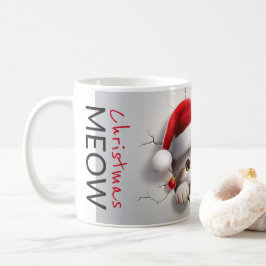 Caneca De Café Meow natal kitten com papai noel boné