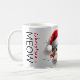 Caneca De Café Meow natal kitten com papai noel boné