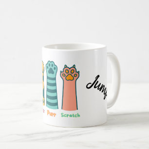 Caneca De Café Meow Purr Scratch - Pata De Gato Engraçada