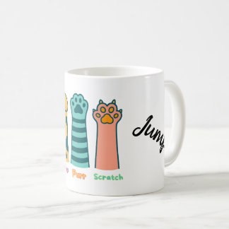 Caneca De Café Meow Purr Scratch - Pata De Gato Engraçada