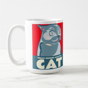 Caneca De Café Meow quer dizer madeira de gato cômico citar cane