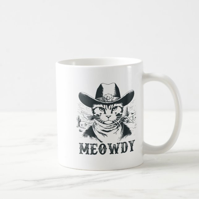 Caneca De Café Meowdy - Mashup Between Meow And Howdy - Funny Cat (Direita)