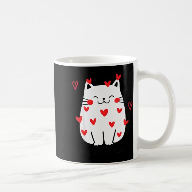 Caneca De Café Meowentine Cute Cat Valentines Day Men Women Cat D (Direita)