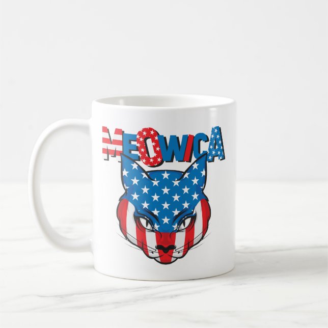 Caneca De Café Meowica America Independence Day 1774 4th de julho (Esquerda)