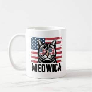 Caneca De Café Meowica Cat. 4 de julho Camisa - Amor de Gato Patr