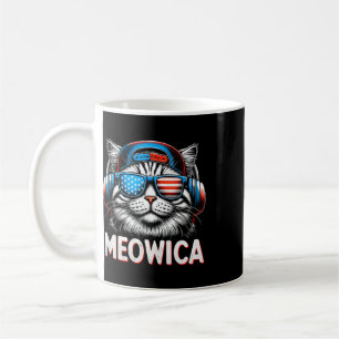 Caneca De Café Meowica Patriótica 4 De Julho Gato Bandeira Americ