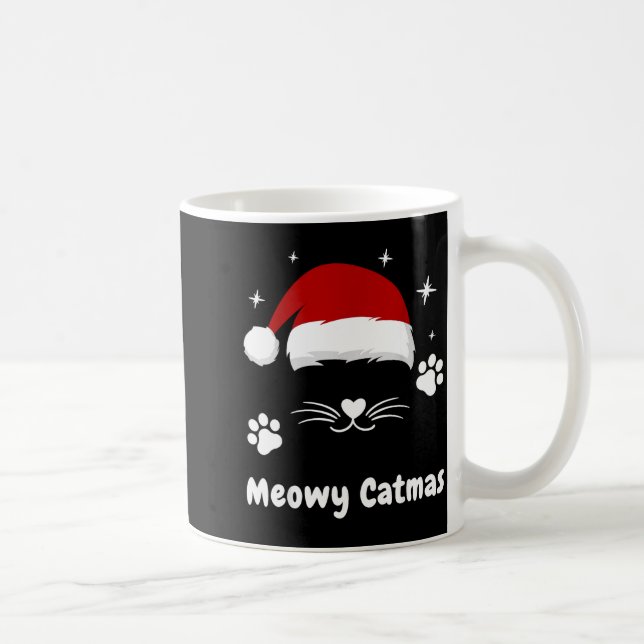 Caneca De Café Meowy Catmas Cute Kitten Cats Santa Hat Christmas  (Direita)