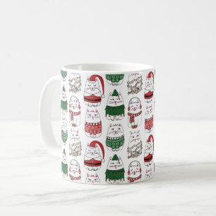 Caneca De Café Meowy Catmas Engraçado e Gato de X-mas Bonito