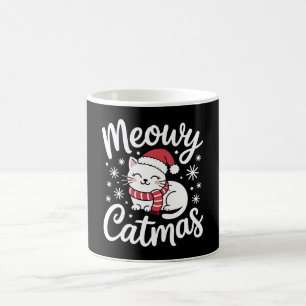 Caneca De Café Meowy Catmas Natal Gato Papai Noel Chapéu Cachecol