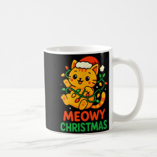 Caneca De Café Meowy Christmas Cute Orange Tabby Cat  (Direita)
