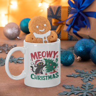 Caneca De Café Meowy Christmas - Funny Cat Lovers