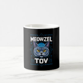 Caneca De Café Meowzel Tov Hanukkah Feriado Judaico do Gato