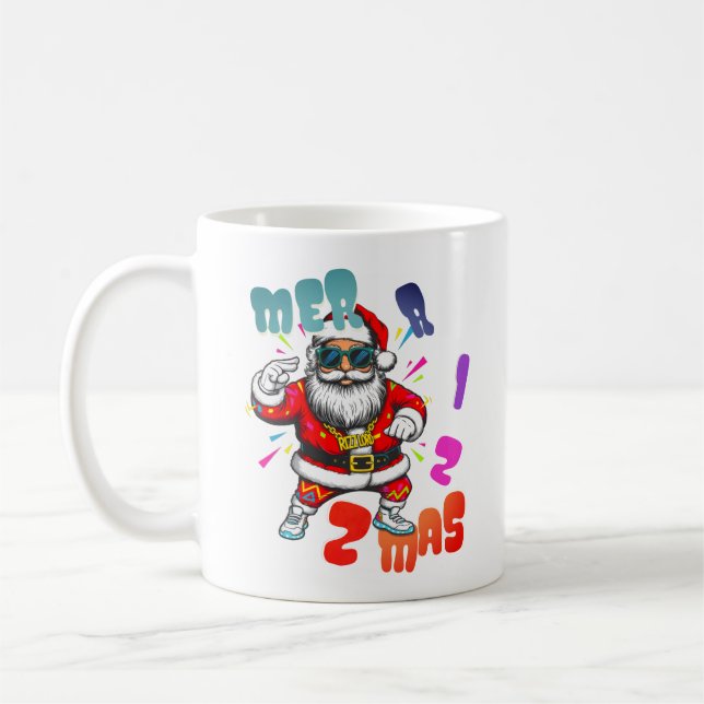 Caneca De Café Mer rizz mas - Christmas Rizz funny Santa  (Esquerda)