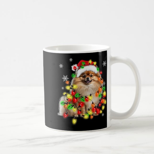 Caneca De Café Meranian Wrapped In Christmas Lights  (Direita)