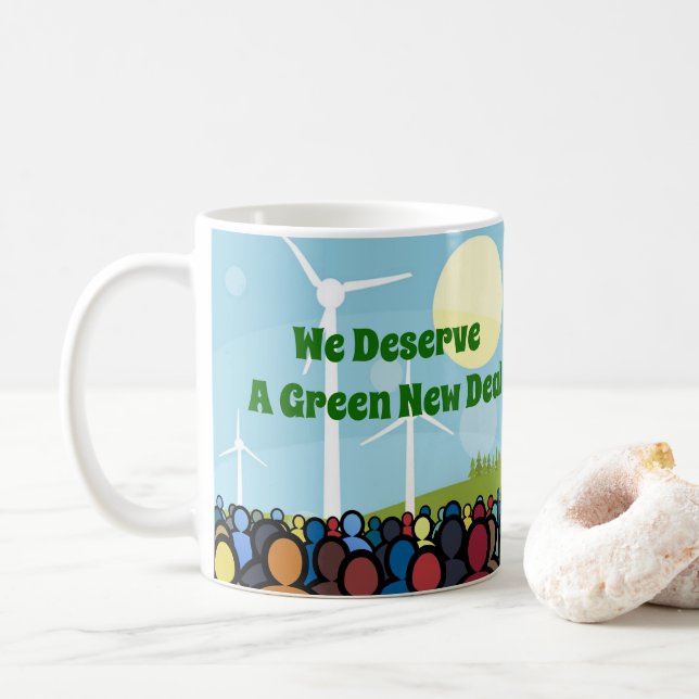 Caneca De Café Merecemos um Novo Acordo Verde (Com Donut)