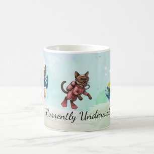 Caneca De Café Mergulhador de Gato Siames com Equipamento de Merg