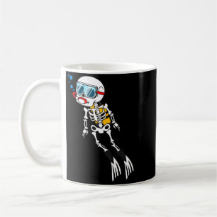 Caneca De Café Mergulhador Esqueleto Halloween Mergulho Subaquáti
