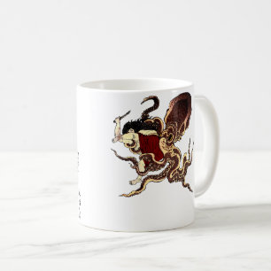 Caneca De Café Mergulhador Japonês de Abalone e Luta de Polvo
