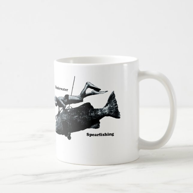 Caneca De Café Mergulhador subaquático de Freediving Spearfishing (Direita)