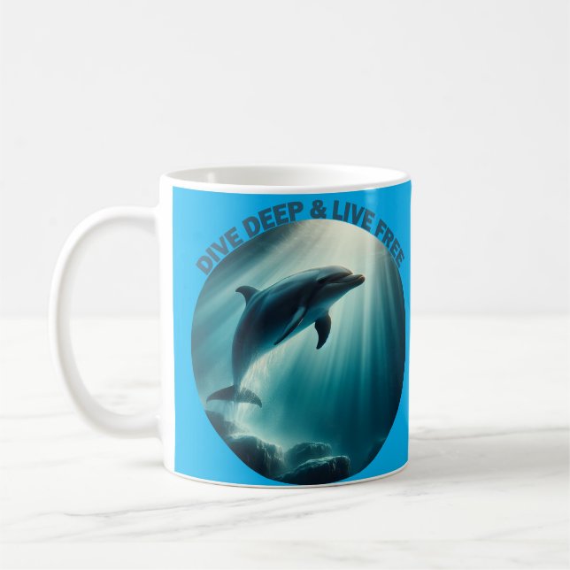 Caneca De Café Mergulhe Dolphin Livre Ao Vivo (Esquerda)