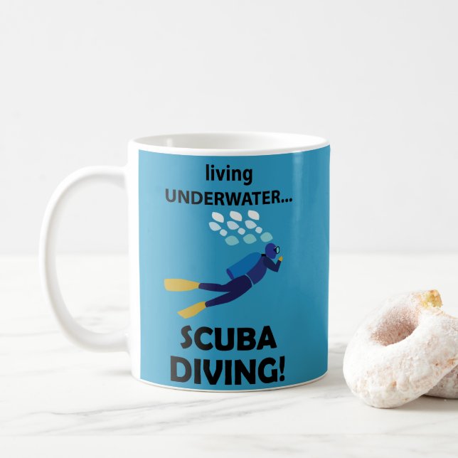 Caneca De Café Mergulho Scuba Vivendo Submarino Scuba (Com Donut)