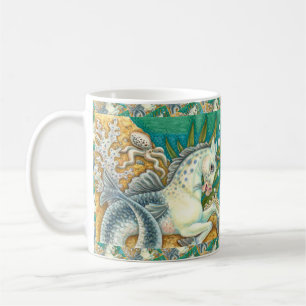CANECA DE CAFÉ MERHORSE E OCTOPUS BRANCO, FANTASY UNICORN HORSE