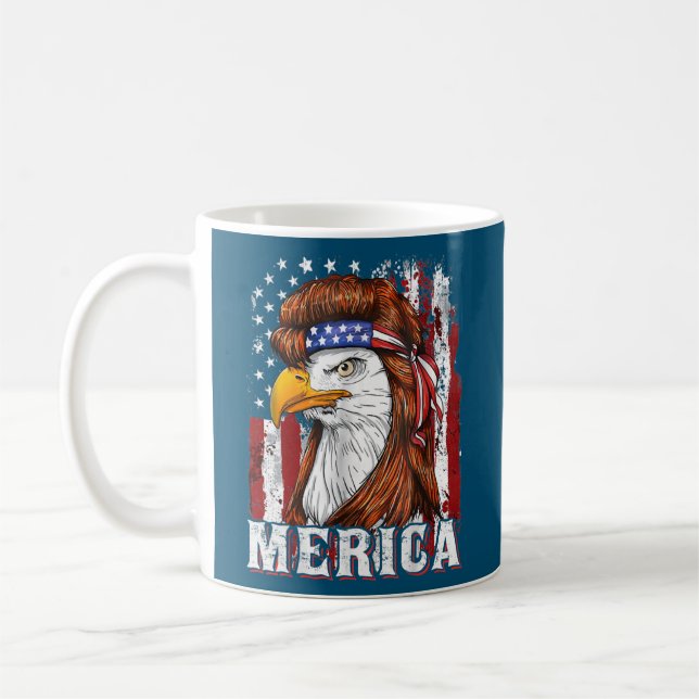Caneca De Café Merica Eagle Mullet American Flag 4 De Julho (Esquerda)
