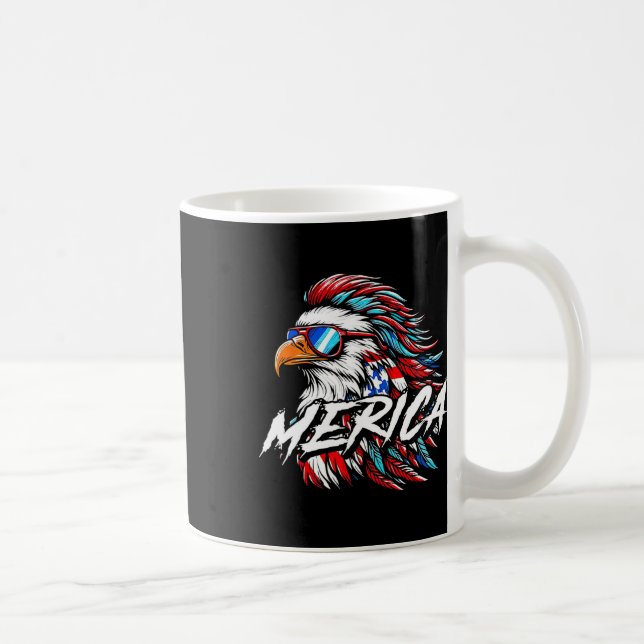 Caneca De Café Merica Mullet Eagle Funny 4 De Julho (Direita)