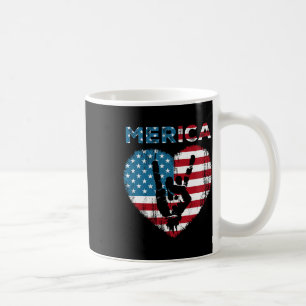 Caneca De Café Merica Rock - Sinal 4 De Julho Americano Bandeira