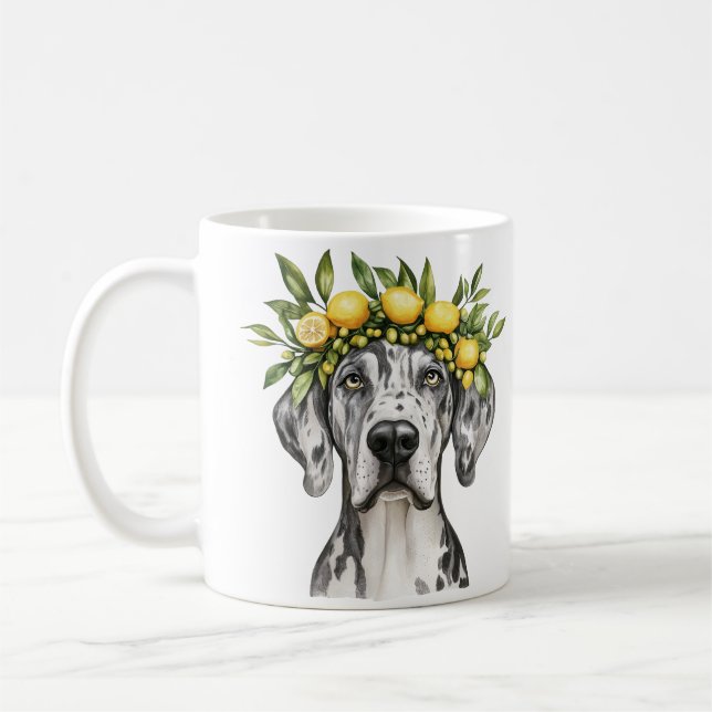 Caneca De Café Merle Great Dane Dog Lemon Crown (Esquerda)