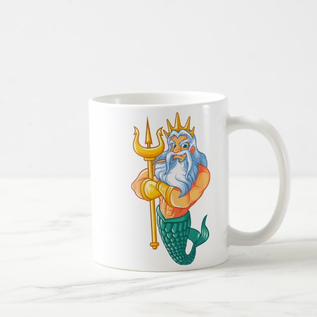 Caneca De Café Mermaid Security Shirt _ Funny Merman Swimming Gif (Direita)