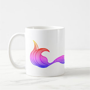 Caneca De Café Mermaid Tail no arco-íris festivo de cor