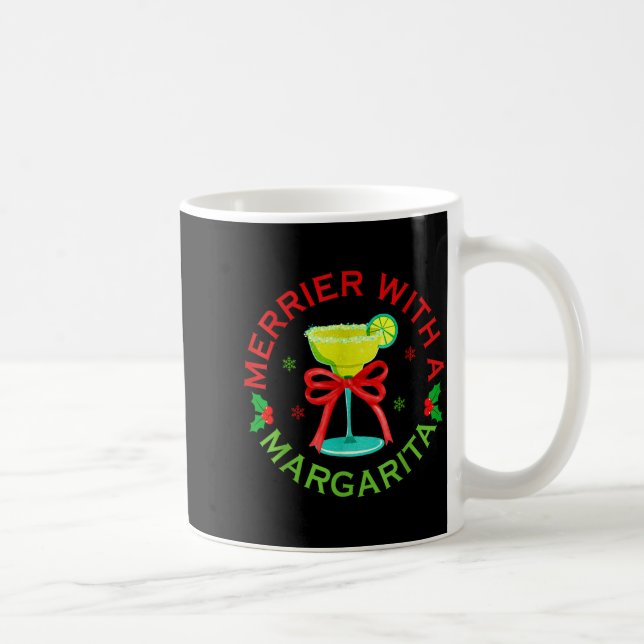 Caneca De Café Merrier With A Margarita Christmas Drinking Margar (Direita)