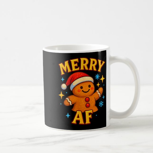 Caneca De Café Merry Af Gingerbread Man Christmas Santa Hat Cooki (Direita)