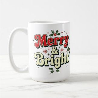 Caneca De Café Merry and bright Christmas cute holiday quote