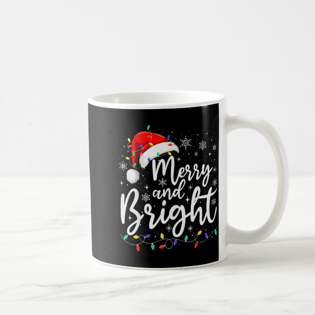 Caneca De Café Merry And Bright Christmas Lights Santa Men Women  (Direita)