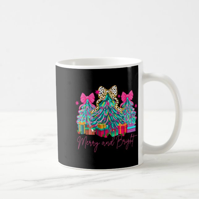 Caneca De Café Merry And Bright Coquette Bow Christmas Tree Women (Direita)