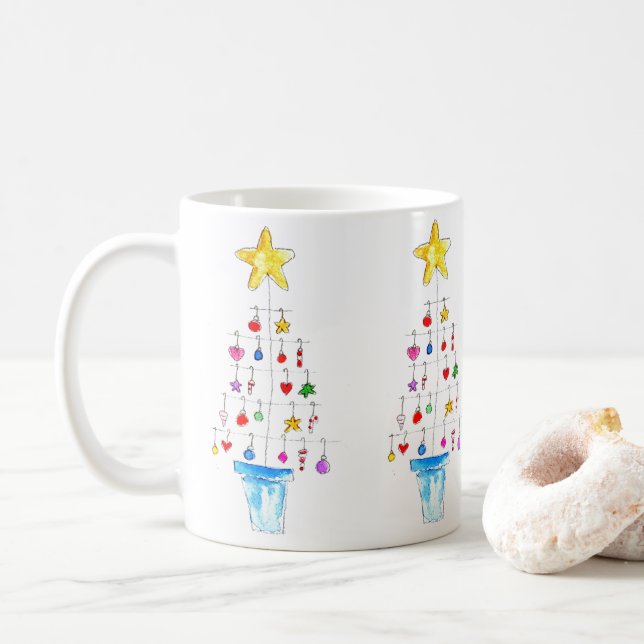Caneca De Café Merry and Bright Tree (Com Donut)