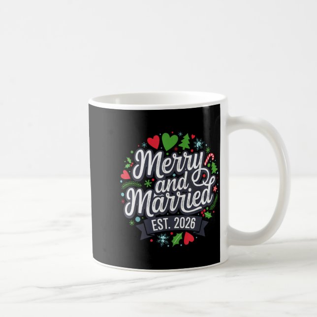 Caneca De Café Merry And Married 2026 - Matching Couple Christmas (Direita)