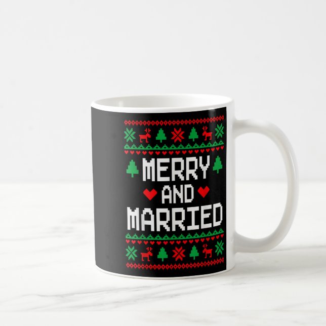 Caneca De Café Merry And Married Couples Matching Ugly Christmas  (Direita)